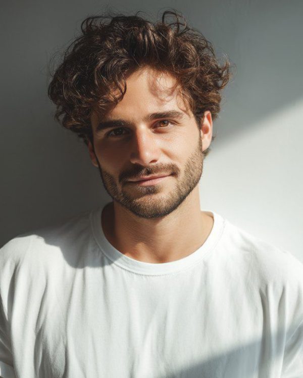 smiling man natural light portrait